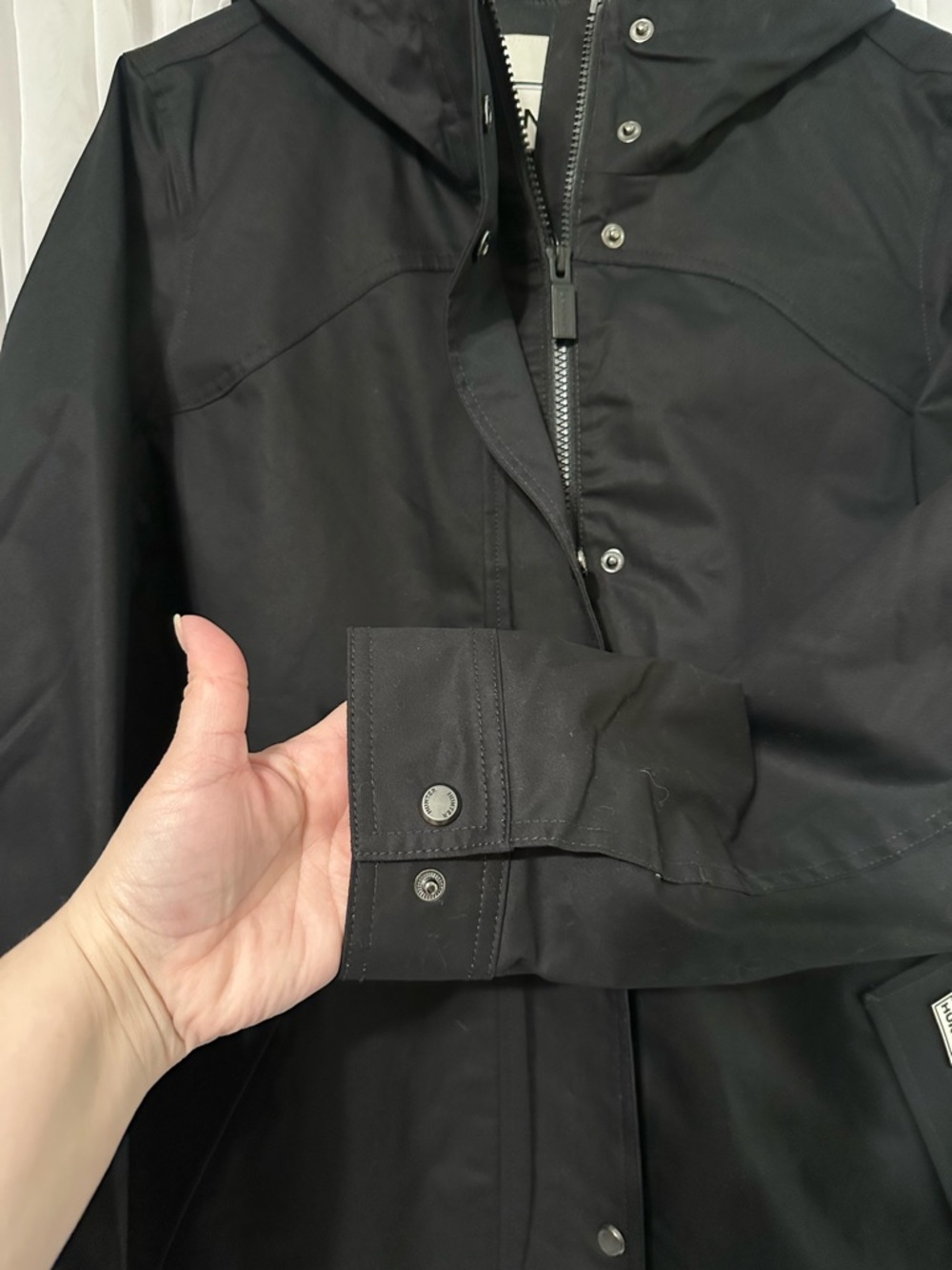 Hunter Black Hooded Waterproof Rain Zip Up Anorak Jacket Size L - Picture 12 of 15